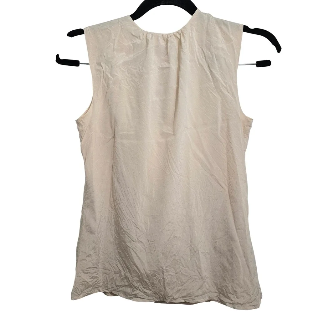 Tory Burch Cream Silk Blend Bow Sleeveless Blouse Top Size 0 51121139 - Picture 3 of 8